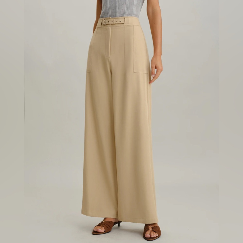 Rihoas Beige Natural Waisted Straight Pants